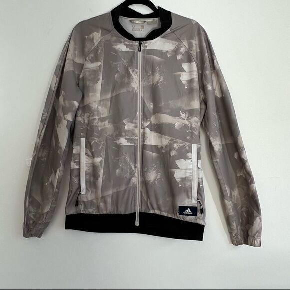 ADIDAS Grey Graphic Light Weight Zip Up Jacket Size Medium - Picture 9 of 9